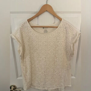Women’s Stylus Cotton Lace Short Sleeve Shirt Size XL